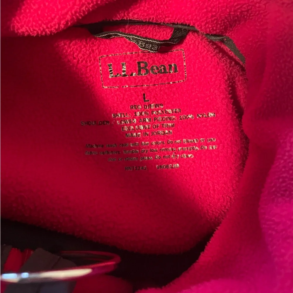 Women’s L.L. Bean Pink and Grey‎ Fleece Full Zip Jacket Size L